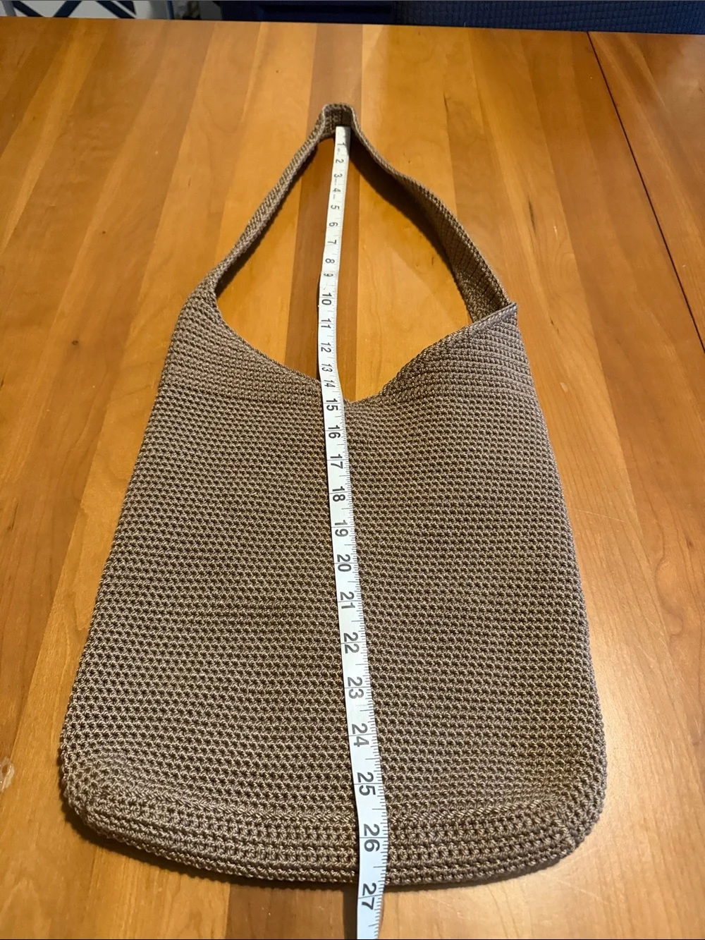 The sak Taupe Crochet Shoulder Bag with Front Zip Pocket